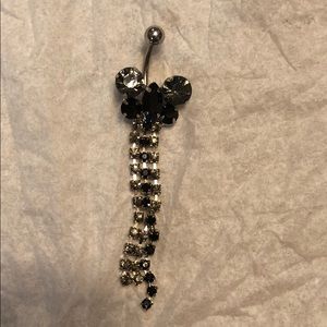 black butterfly belly button ring
